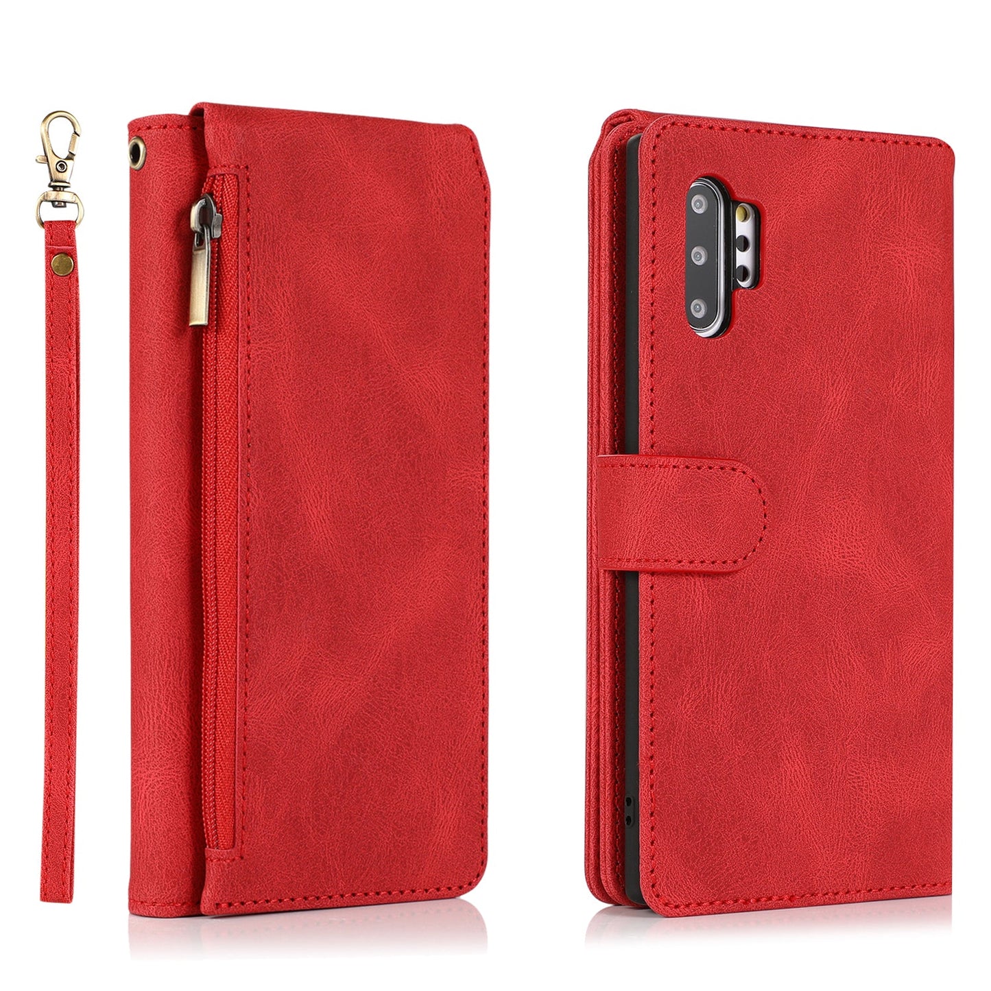 Luxury Skin Feel Multi-card Zipper Leather Case For Samsung Note10 Plus