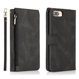 Luxury Skin Feel Multi-card Zipper Leather Case For iPhone 7 Plus/8 Plus