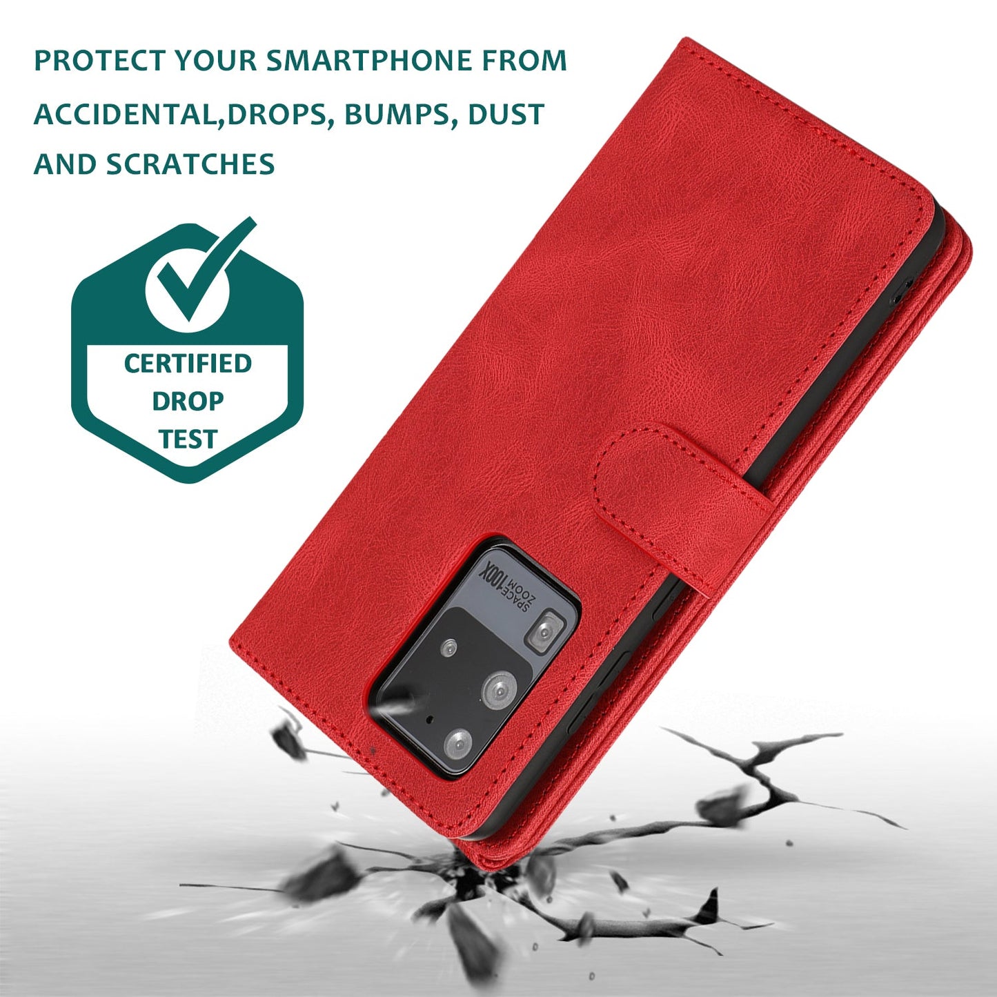 Étui en cuir de luxe avec fermeture éclair et emplacements multiples pour Samsung S20 Ultra
