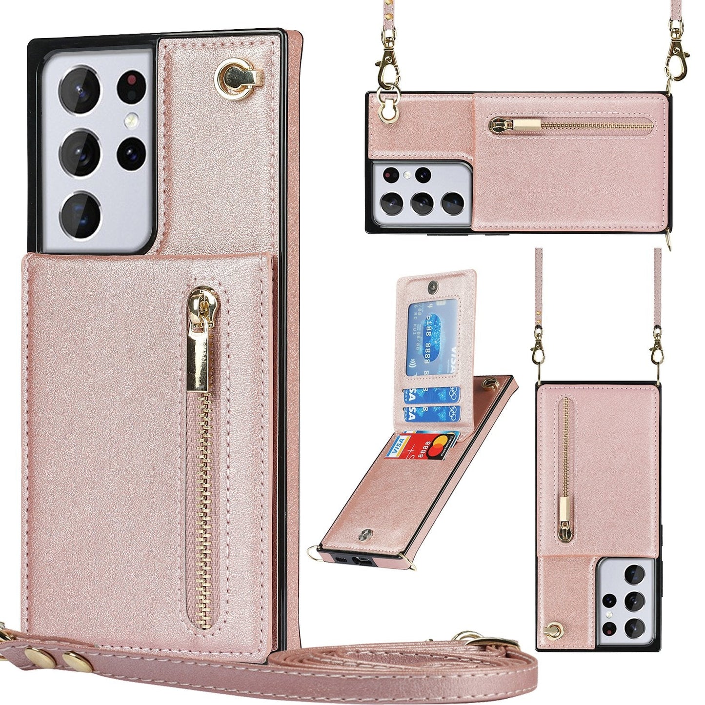 New Crossbody Zipper Wallet Phone Case For Samsung