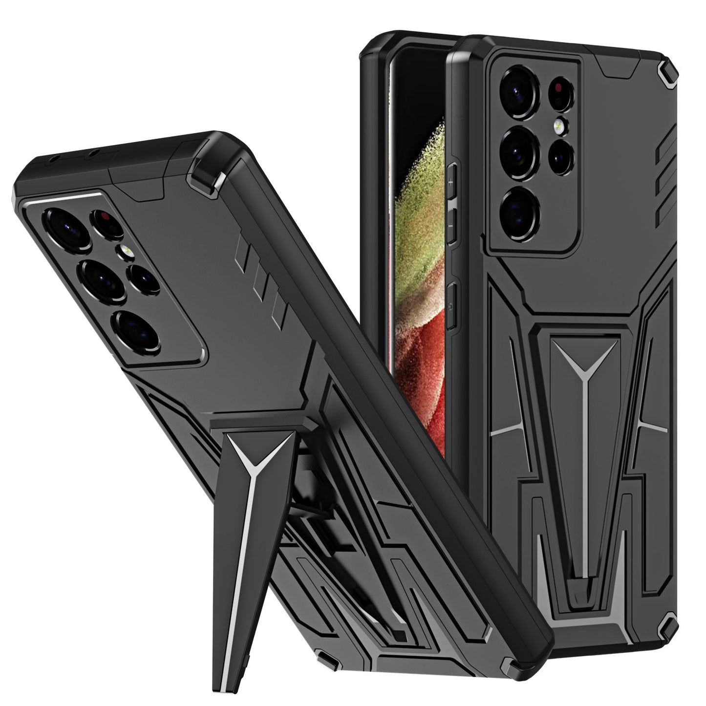 Nouvelle coque de téléphone magnétique avec support en armure extraordinaire pour Samsung S21 Ultra 5G