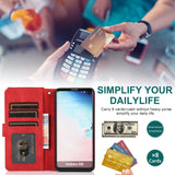 Luxury Skin Feel Multi-card Zipper Leather Case For Samsung S10