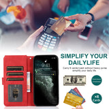 Luxury Skin Feel Multi-card Zipper Leather Case For iPhone