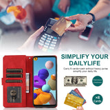 Luxury Skin Feel Multi-card Zipper Leather Case For Samsung A21S