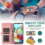 Luxury Skin Feel Multi-card Zipper Leather Case For Samsung A51