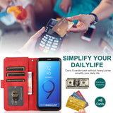 Luxury Skin Feel Multi-card Zipper Leather Case For Samsung S9