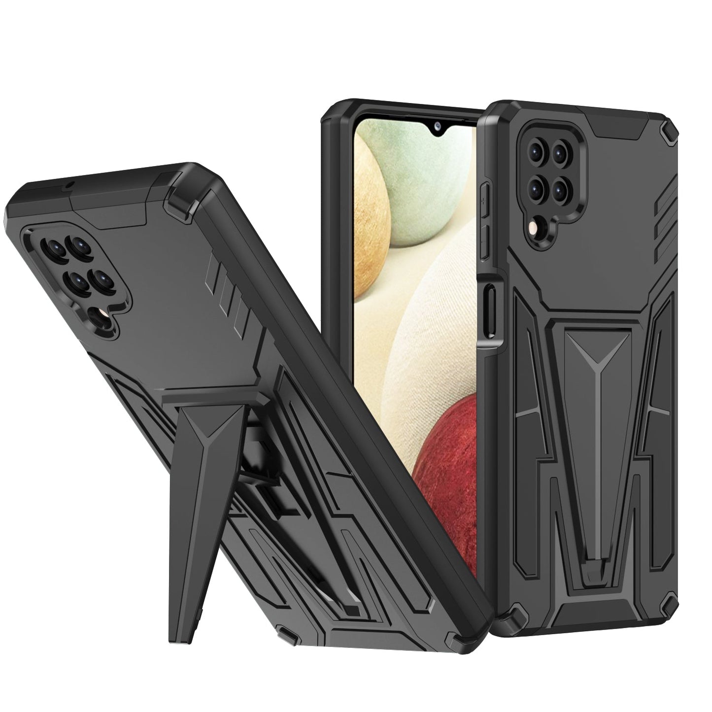 Nouvelle Coque de Téléphone Magnétique Renforcée avec Support pour Samsung A12
