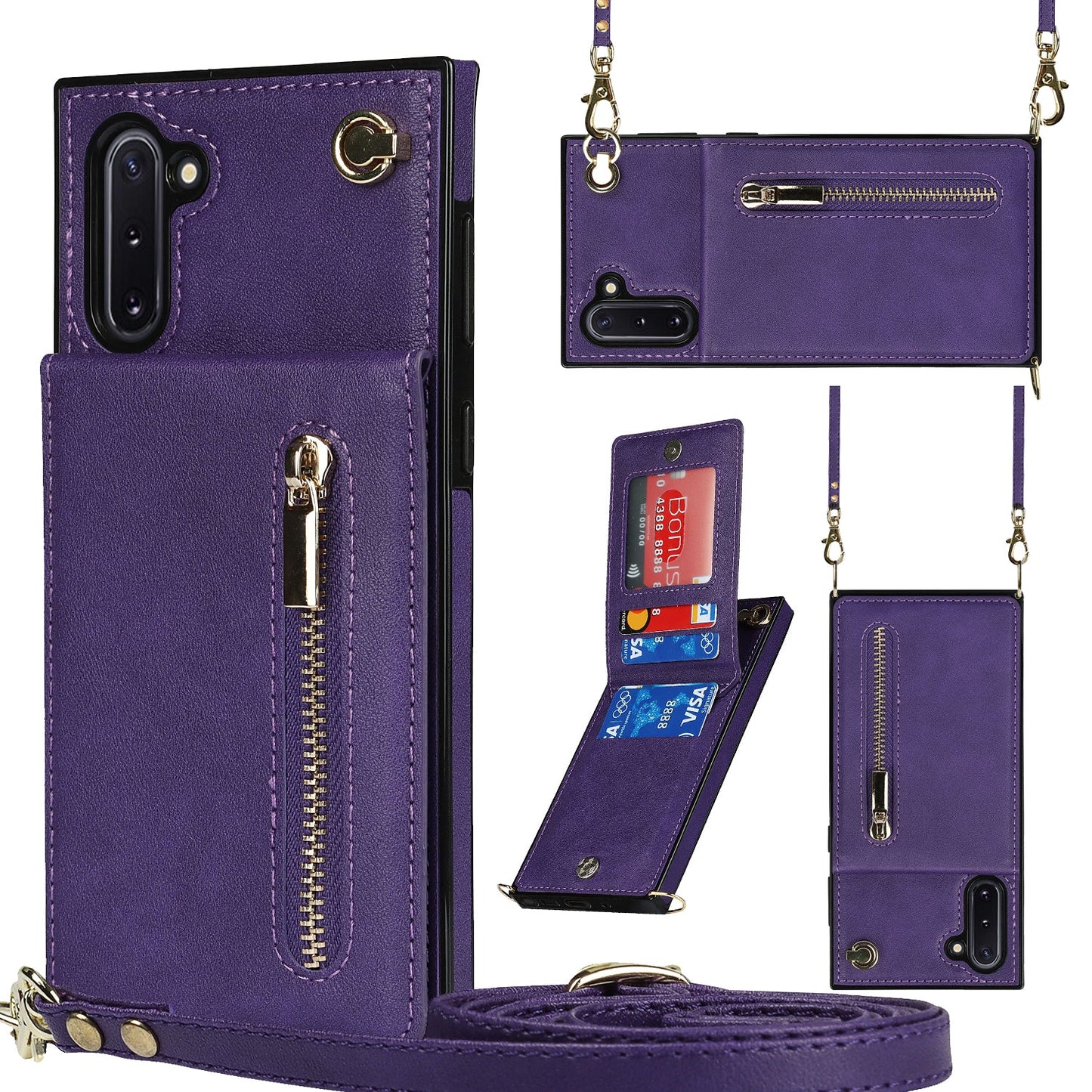 New Crossbody Zipper Wallet Phone Case For Samsung Note10
