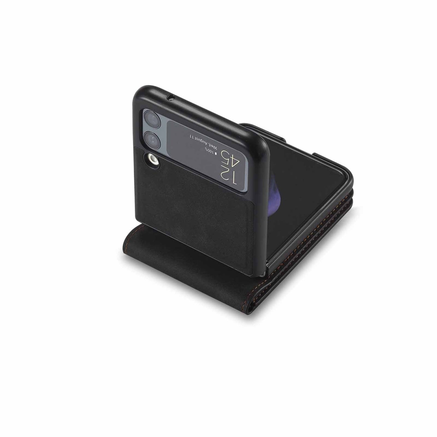 Étui portefeuille à rabat en cuir de luxe pour Samsung Galaxy Z Flip3 5G