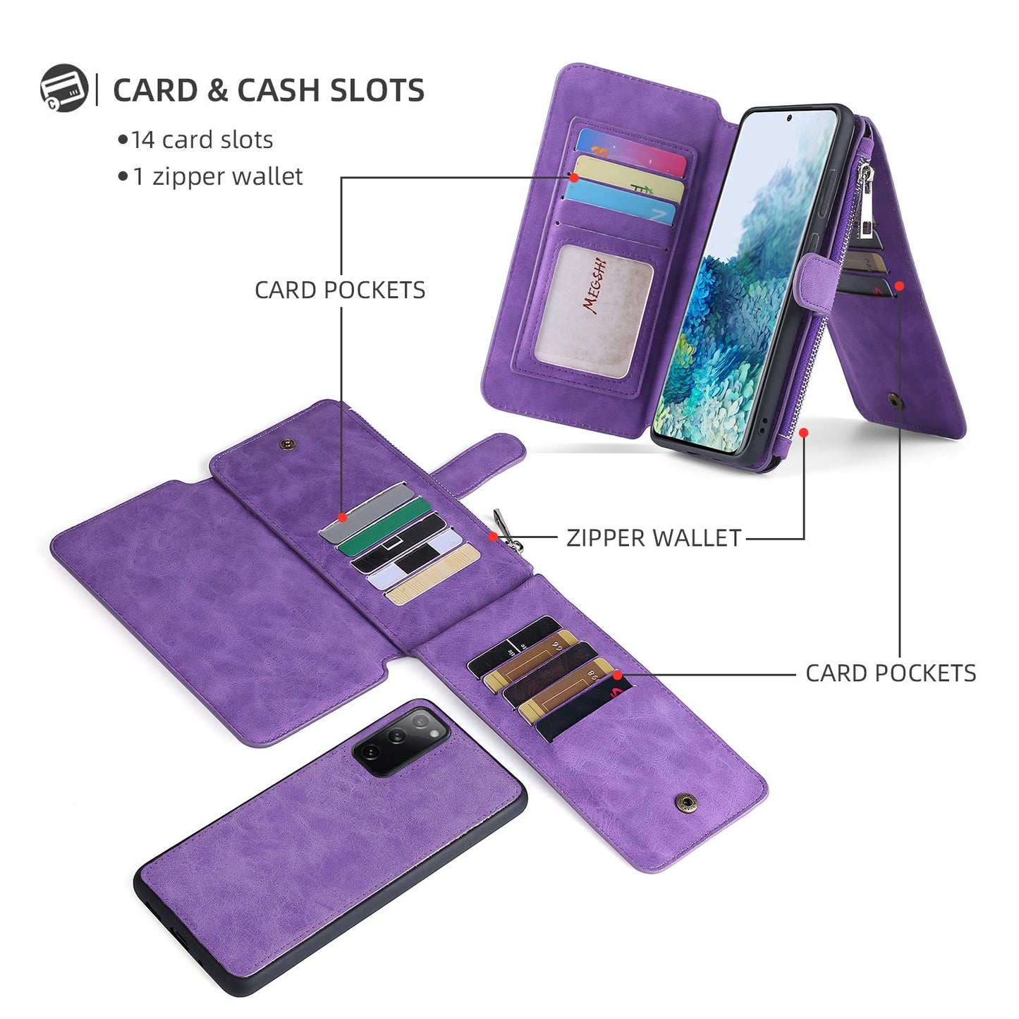Multifunctional Magnetic Card Wallet Phone Case For Samsung S20 Series