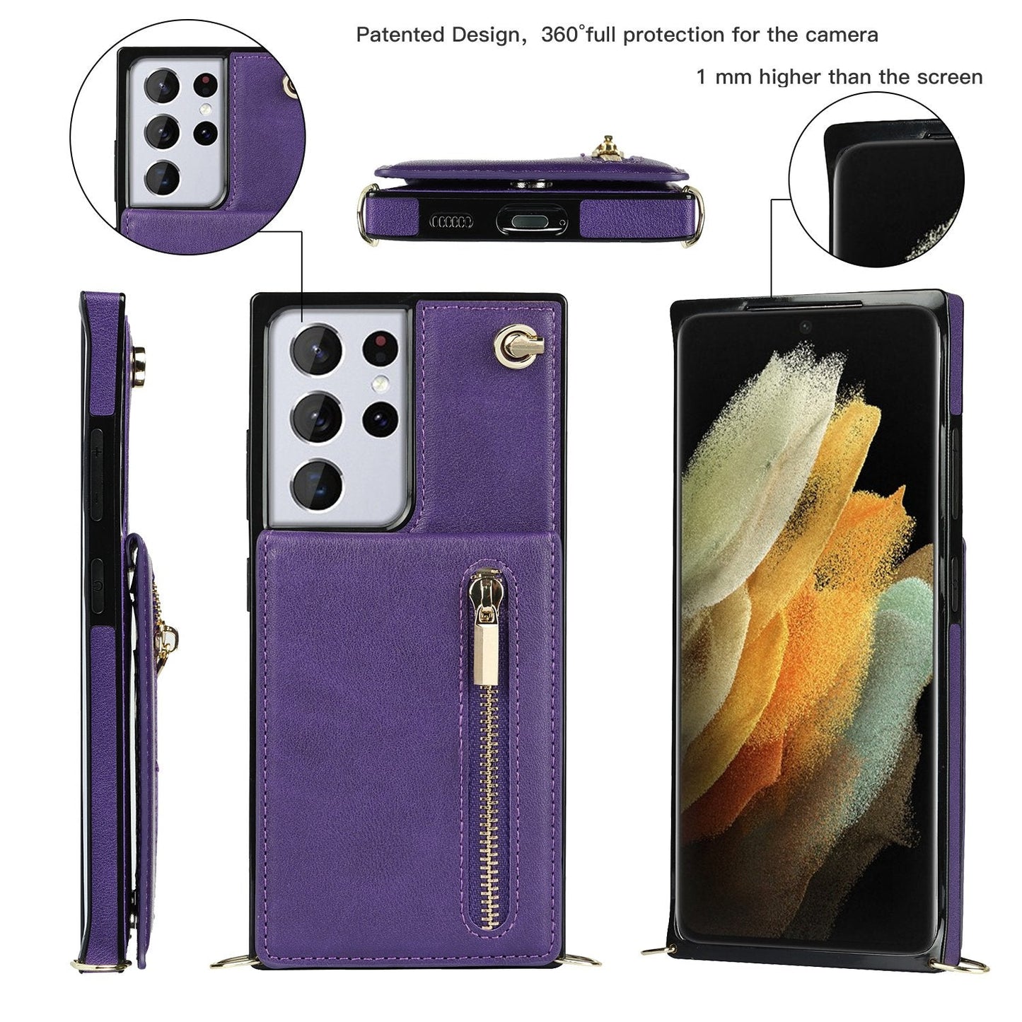 New Crossbody Zipper Wallet Phone Case For Samsung