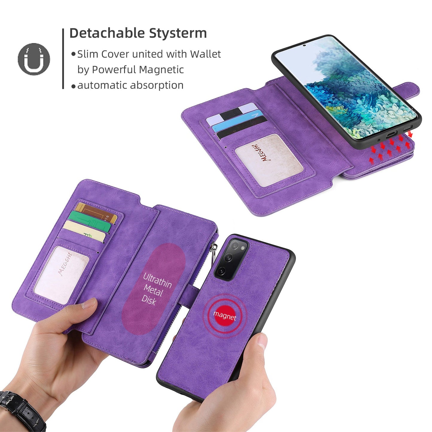Étui portefeuille magnétique multifonction pour Samsung S20FE 4G/5G