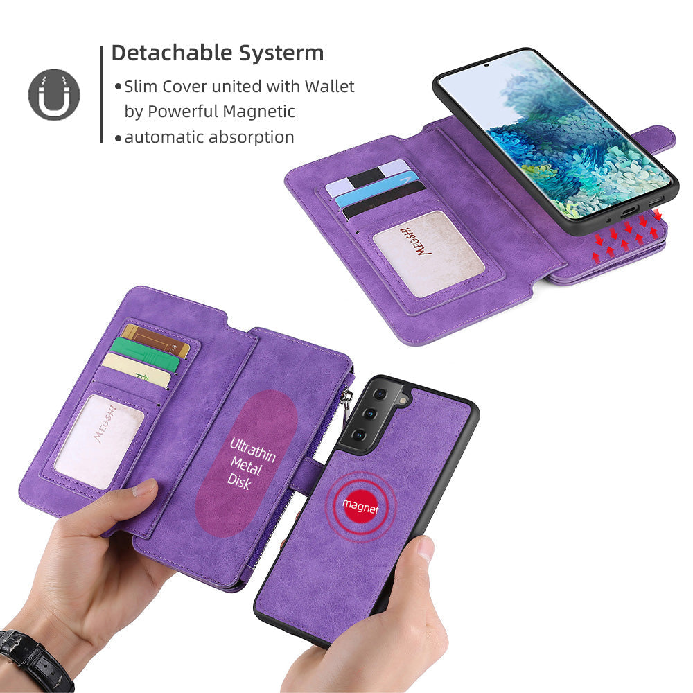 Étui de téléphone portefeuille magnétique multifonctionnel pour Samsung S21FE