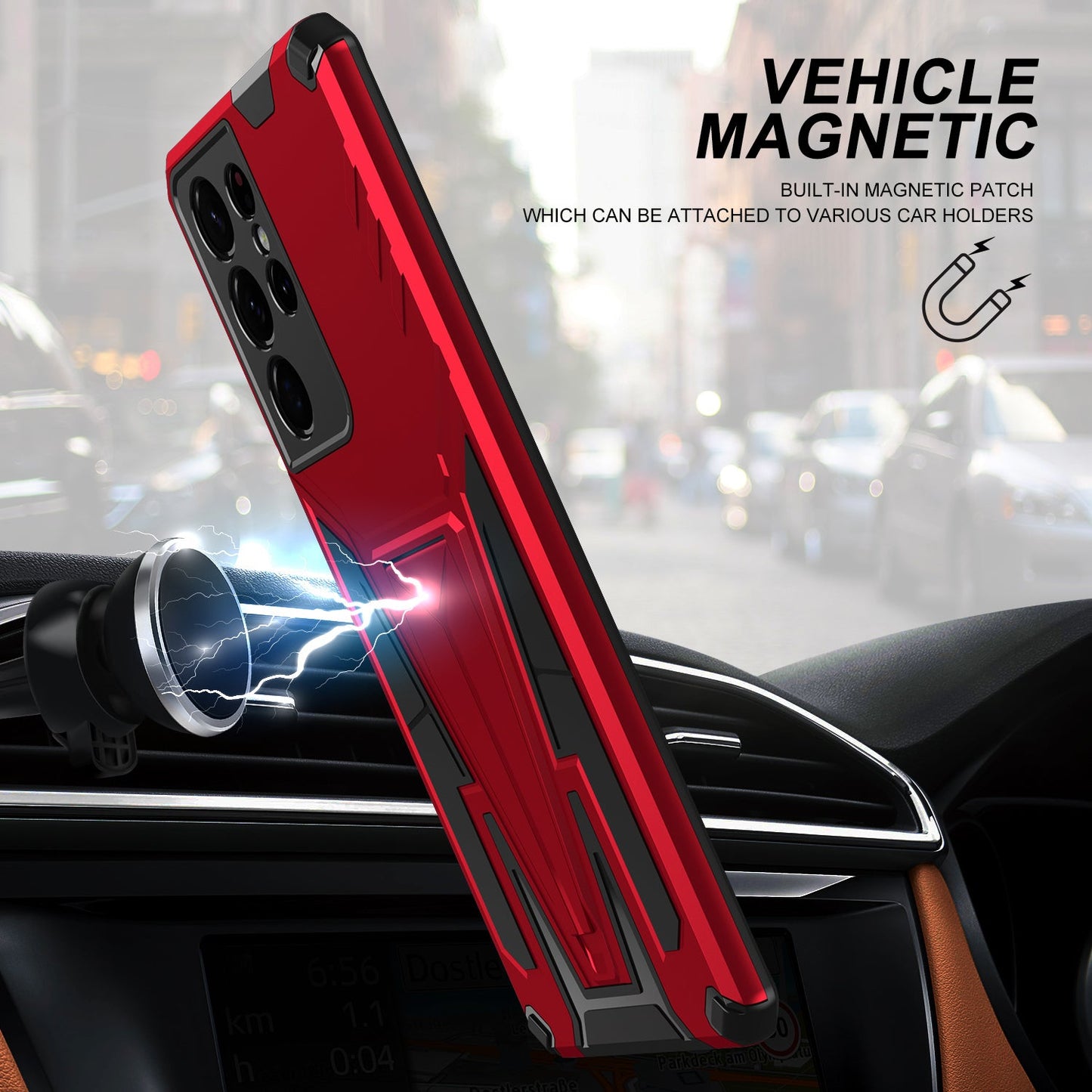 Nouvelle coque de téléphone magnétique avec support en armure extraordinaire pour Samsung S21 Ultra 5G