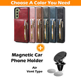 New Upgrade Multifunctional Wallet Zipper Phone Case  For Samsung S21FE
