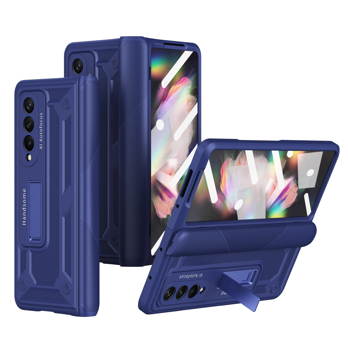 Étui de luxe avec charnière, béquille et support magnétique en métal pour Samsung Galaxy Z Fold3 5G