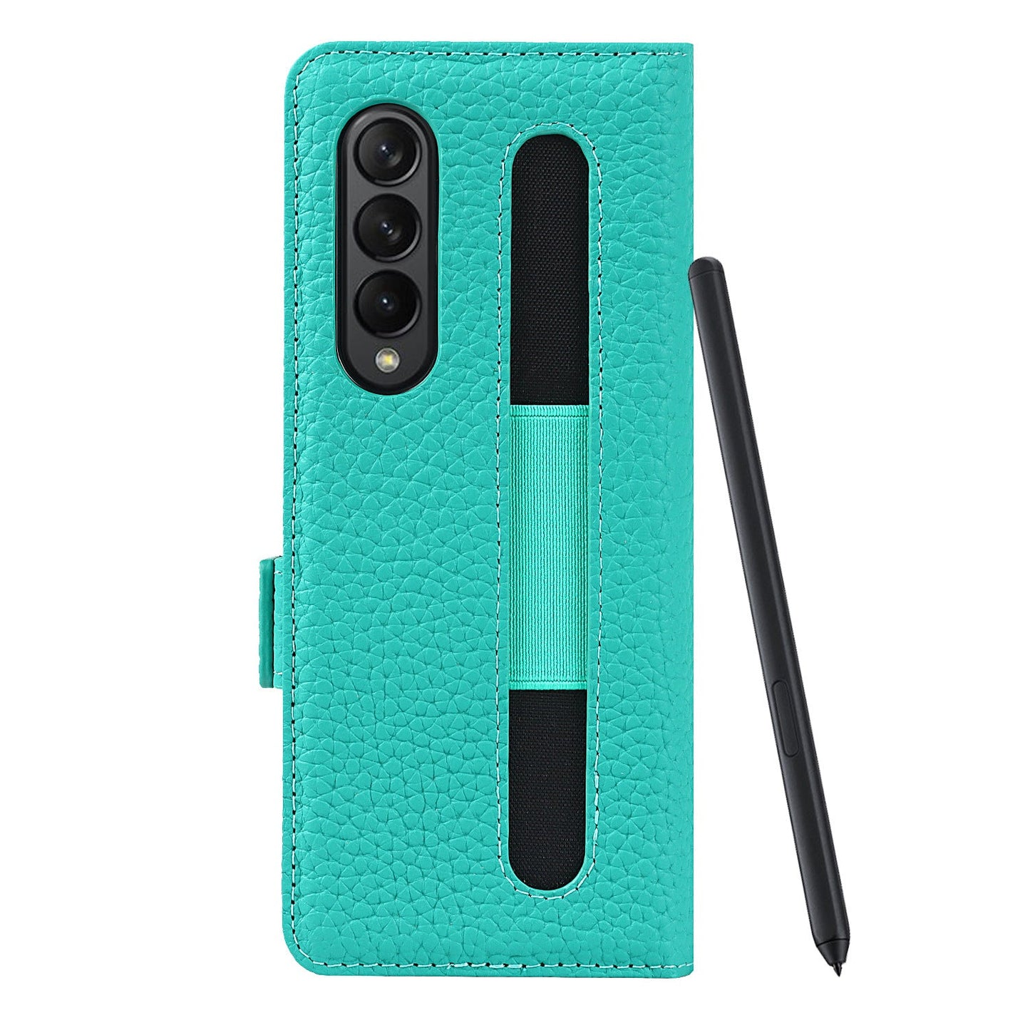 Coque de téléphone de haute qualité en litchi avec fente pour stylo anti-chute pour Samsung Galaxy Z Fold3 5G