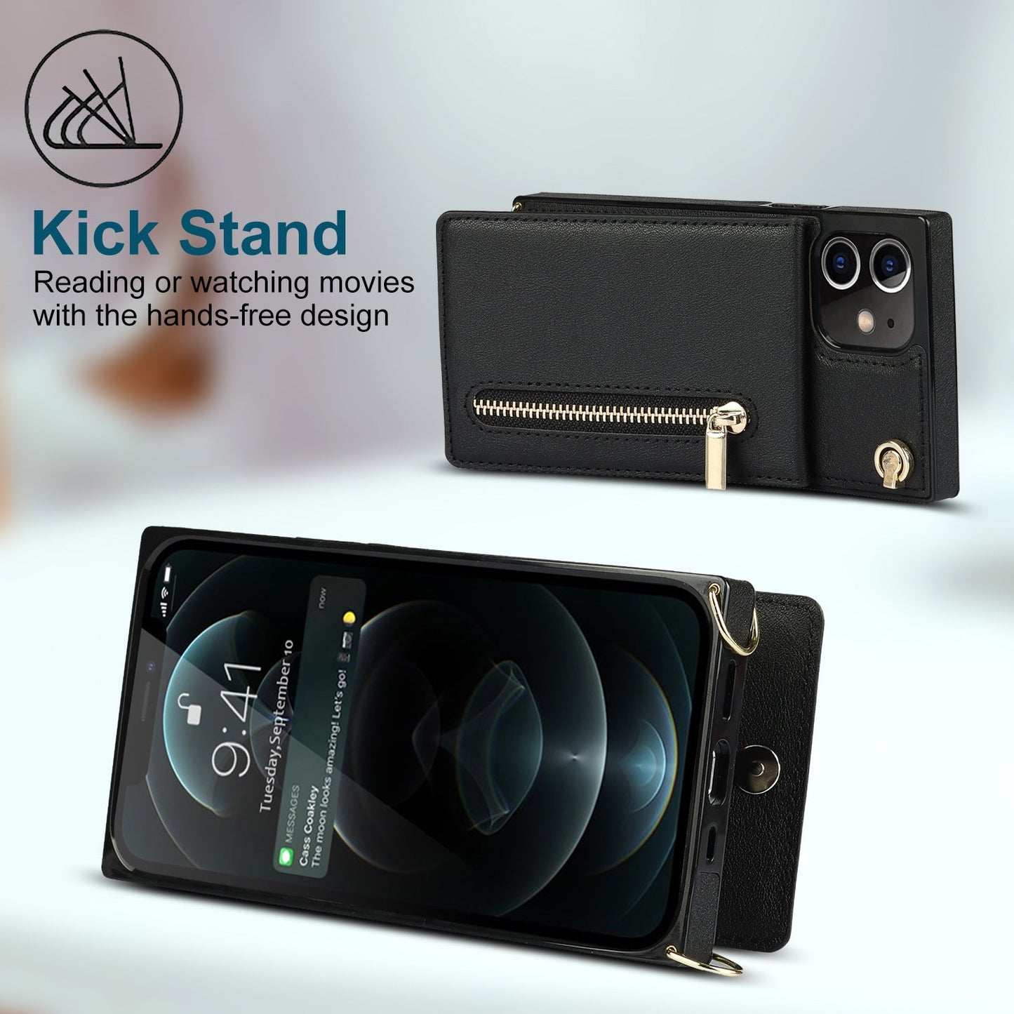 Nouvel étui de téléphone portefeuille zippé à bandoulière pour iPhone 13 Series