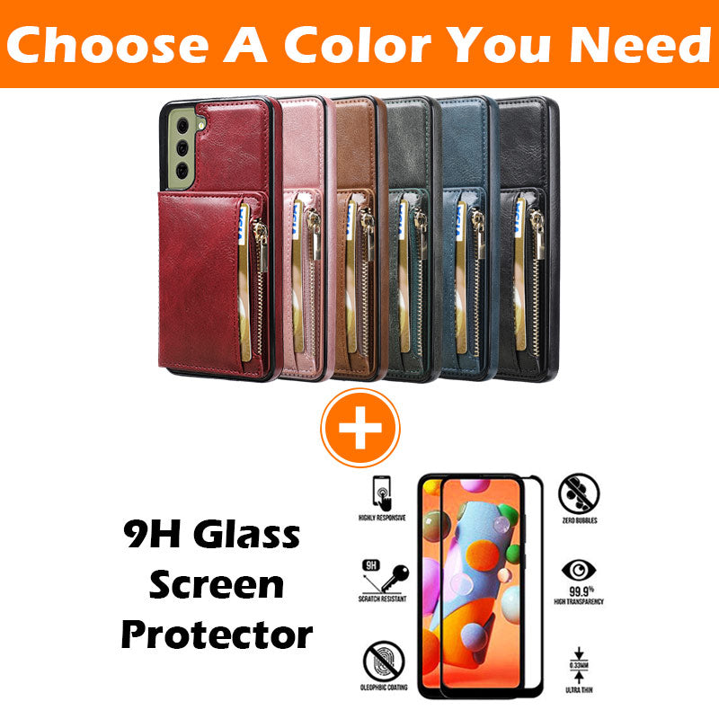 New Upgrade Multifunctional Wallet Zipper Phone Case  For Samsung S21FE