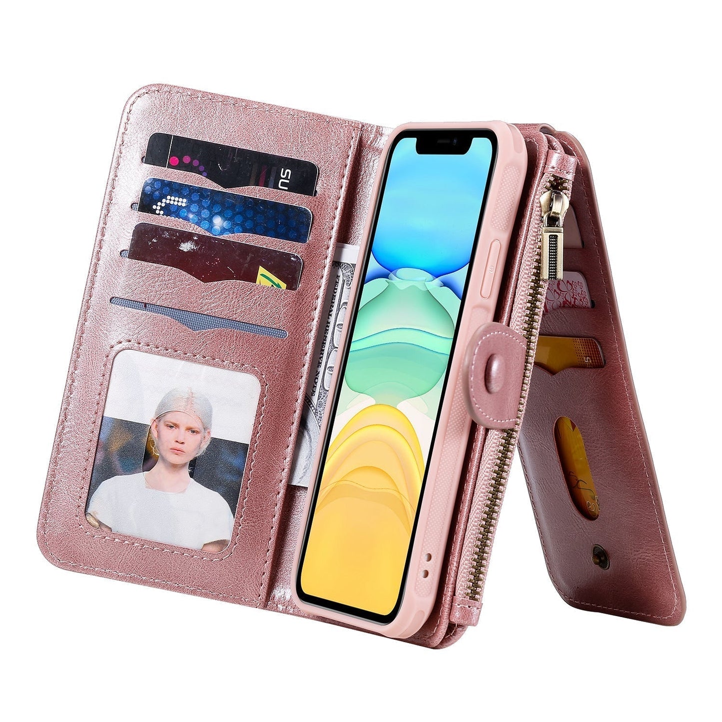 Étui portefeuille multifonction rétro à rabat magnétique pour iPhone