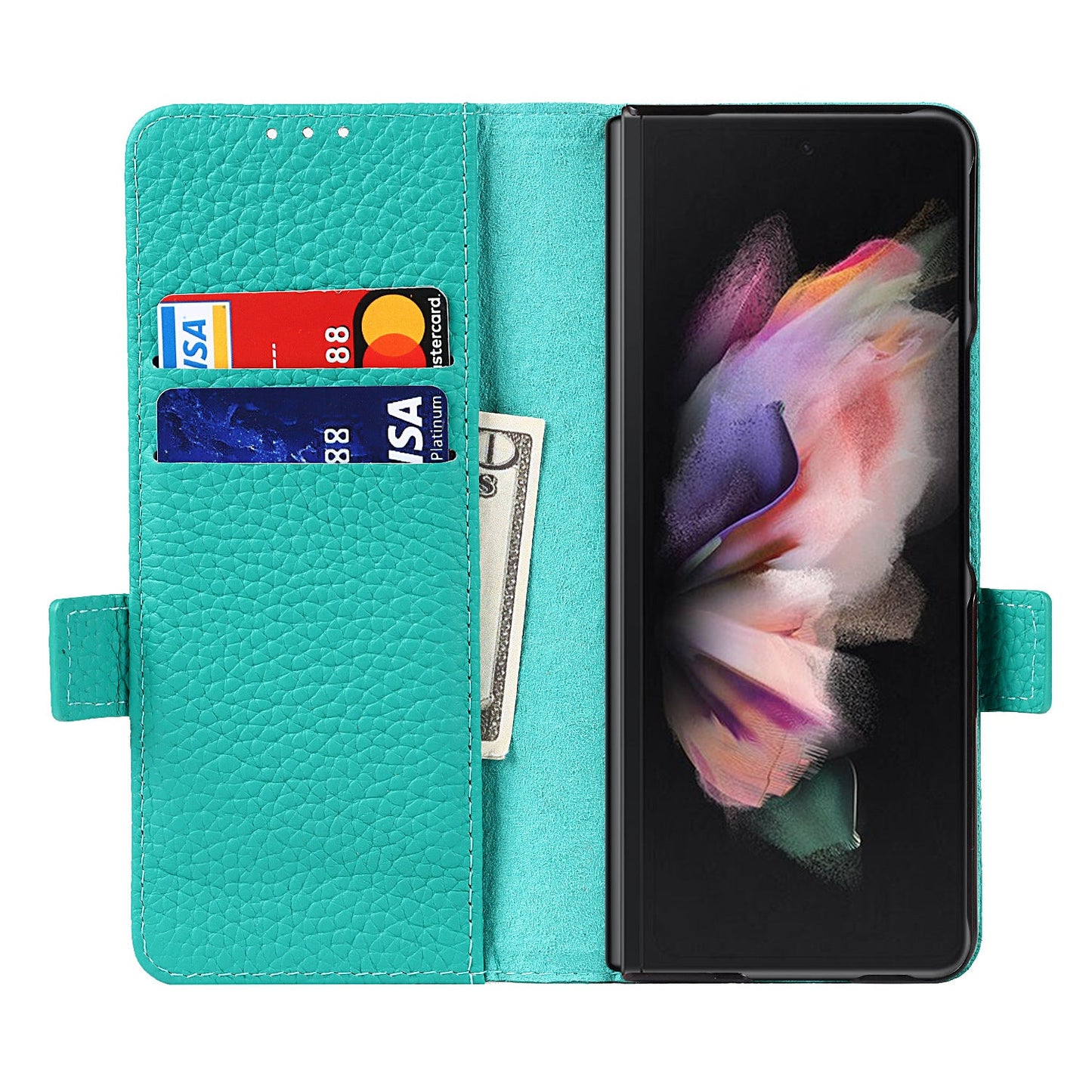 Coque de téléphone de haute qualité en litchi avec fente pour stylo anti-chute pour Samsung Galaxy Z Fold3 5G