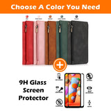 Luxury Skin Feel Multi-card Zipper Leather Case For iPhone 7/8