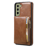 New Upgrade Multifunctional Wallet Zipper Phone Case  For Samsung S21FE