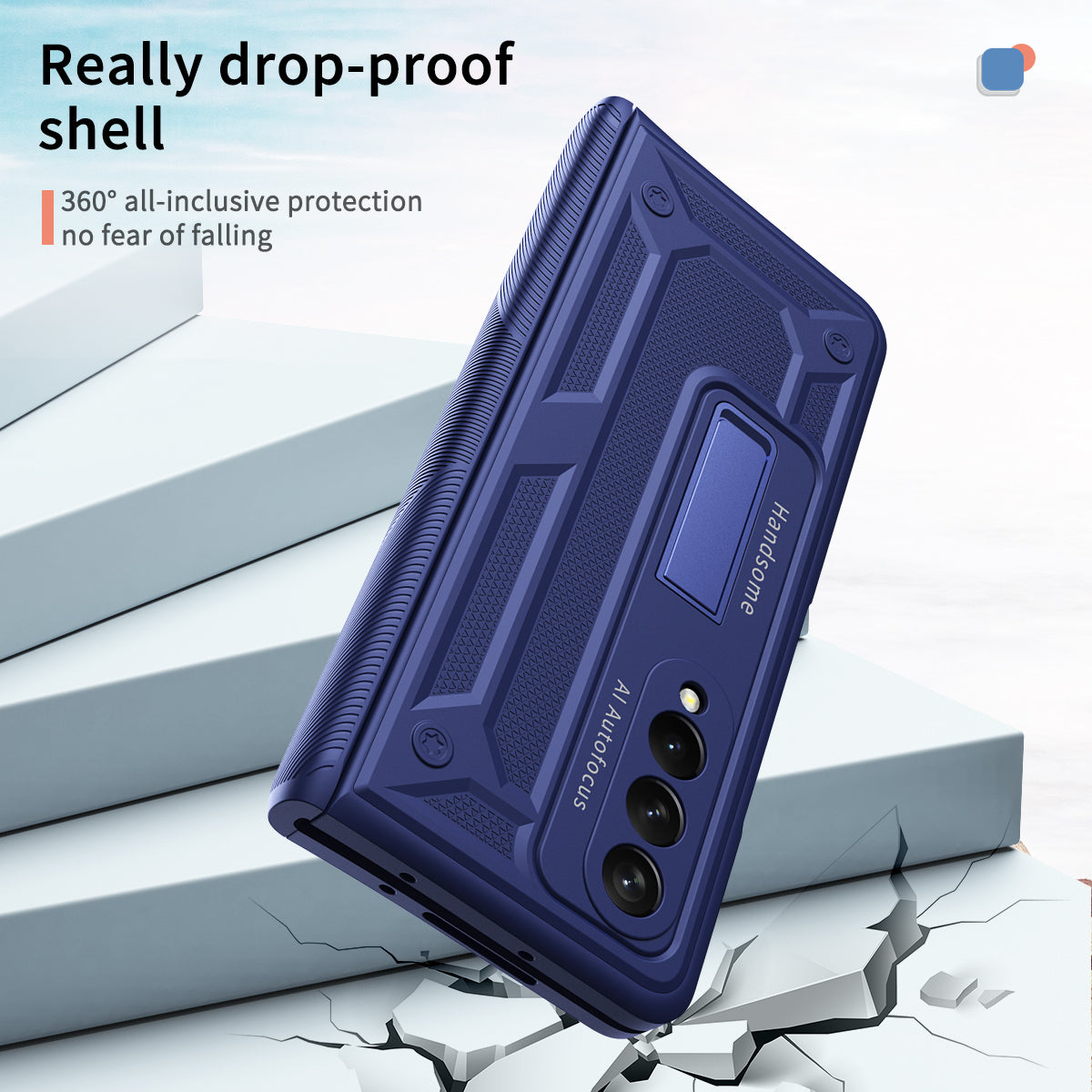Étui de luxe avec charnière, béquille et support magnétique en métal pour Samsung Galaxy Z Fold3 5G