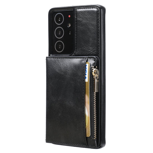 New Upgrade Multifunctional Wallet Zipper Phone Case  For Samsung S21 Ultra 5G