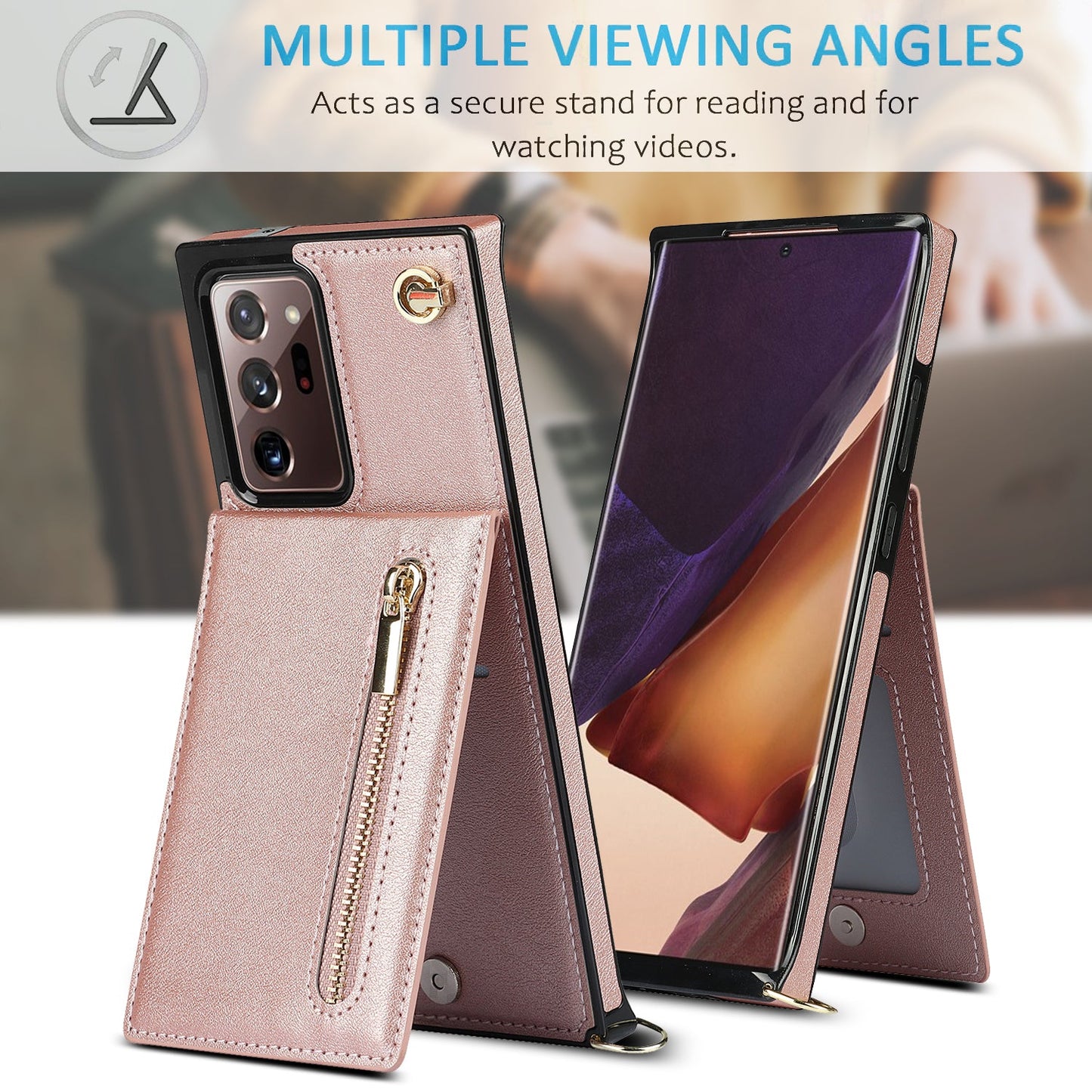 Nouvel étui portefeuille croisé avec fermeture éclair pour téléphone Samsung Note20 Ultra