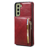 New Upgrade Multifunctional Wallet Zipper Phone Case  For Samsung S21FE