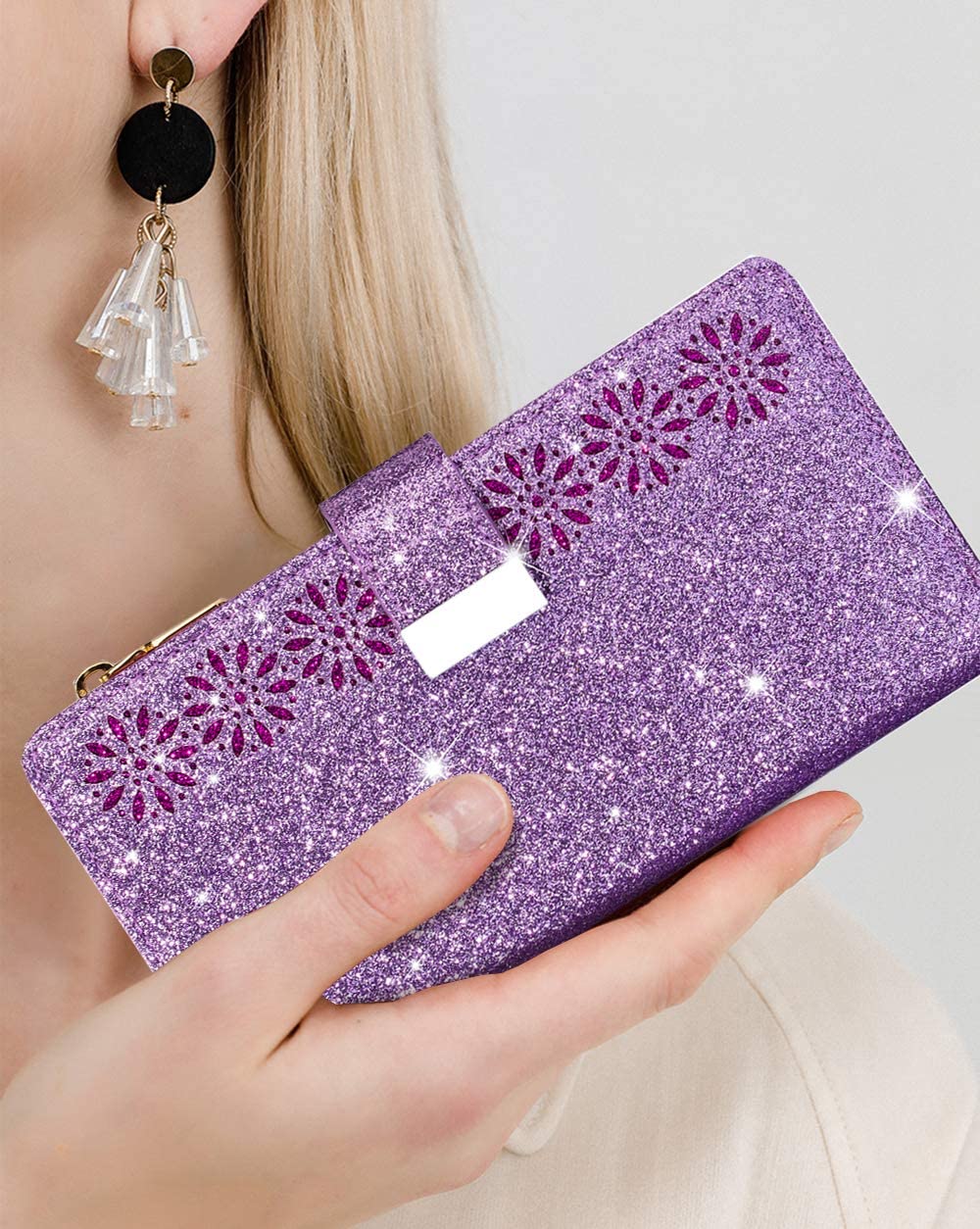 Étui à rabat en cuir scintillant pour Samsung Galaxy S