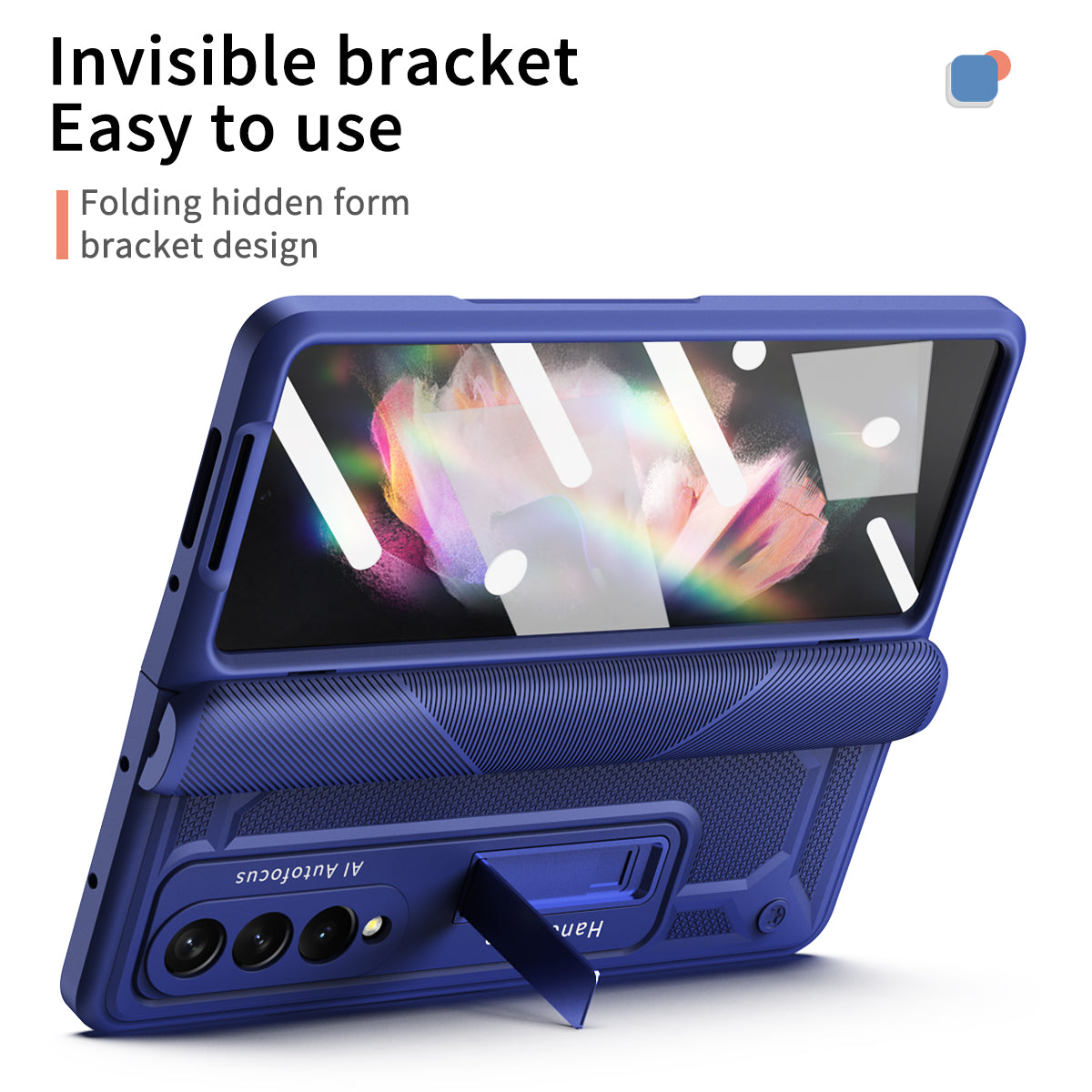 Étui de luxe avec charnière, béquille et support magnétique en métal pour Samsung Galaxy Z Fold3 5G
