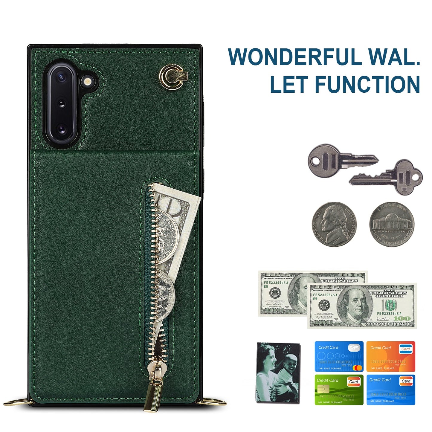 New Crossbody Zipper Wallet Phone Case For Samsung Note10