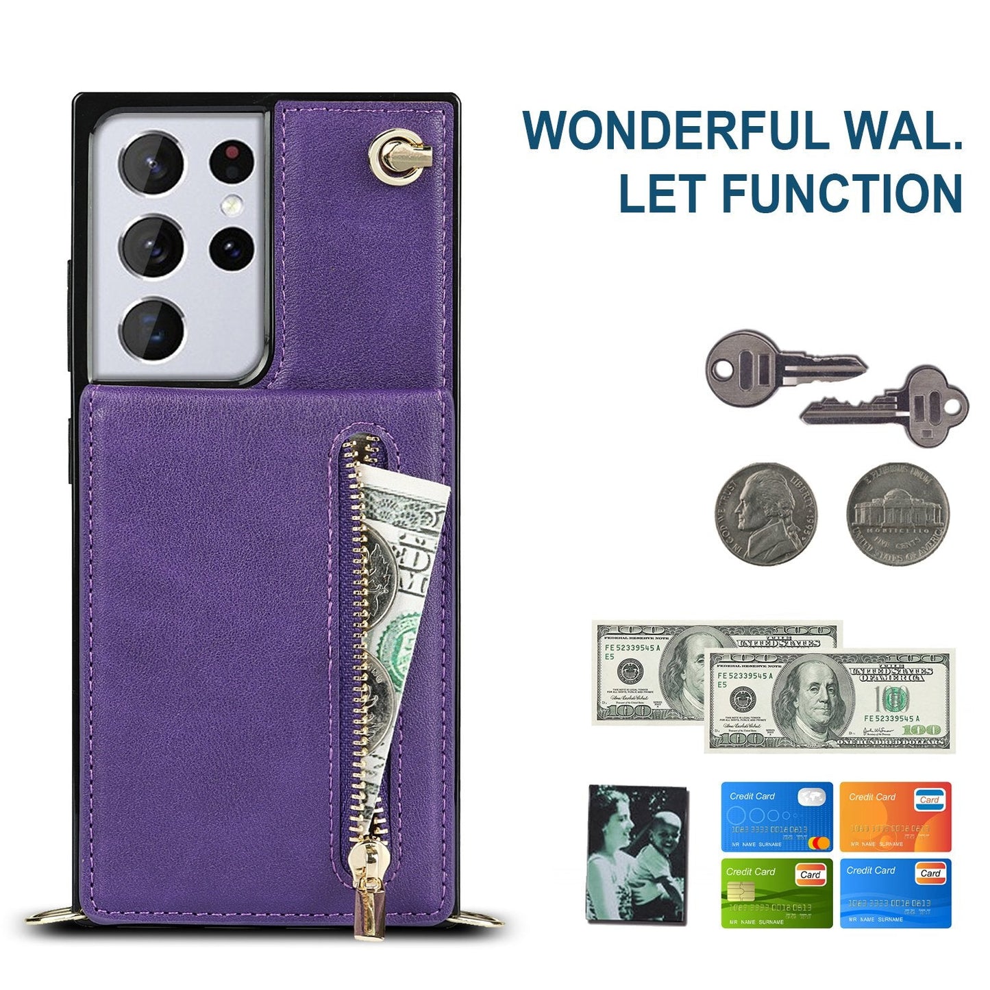 New Crossbody Zipper Wallet Phone Case For Samsung