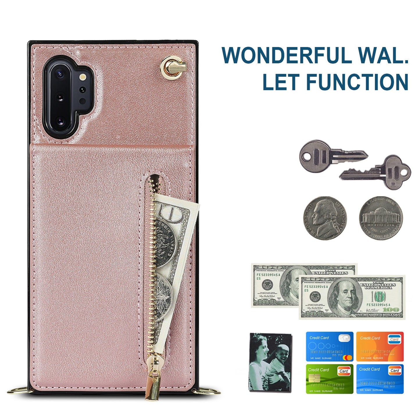 New Crossbody Zipper Wallet Phone Case For Samsung Note10 Plus