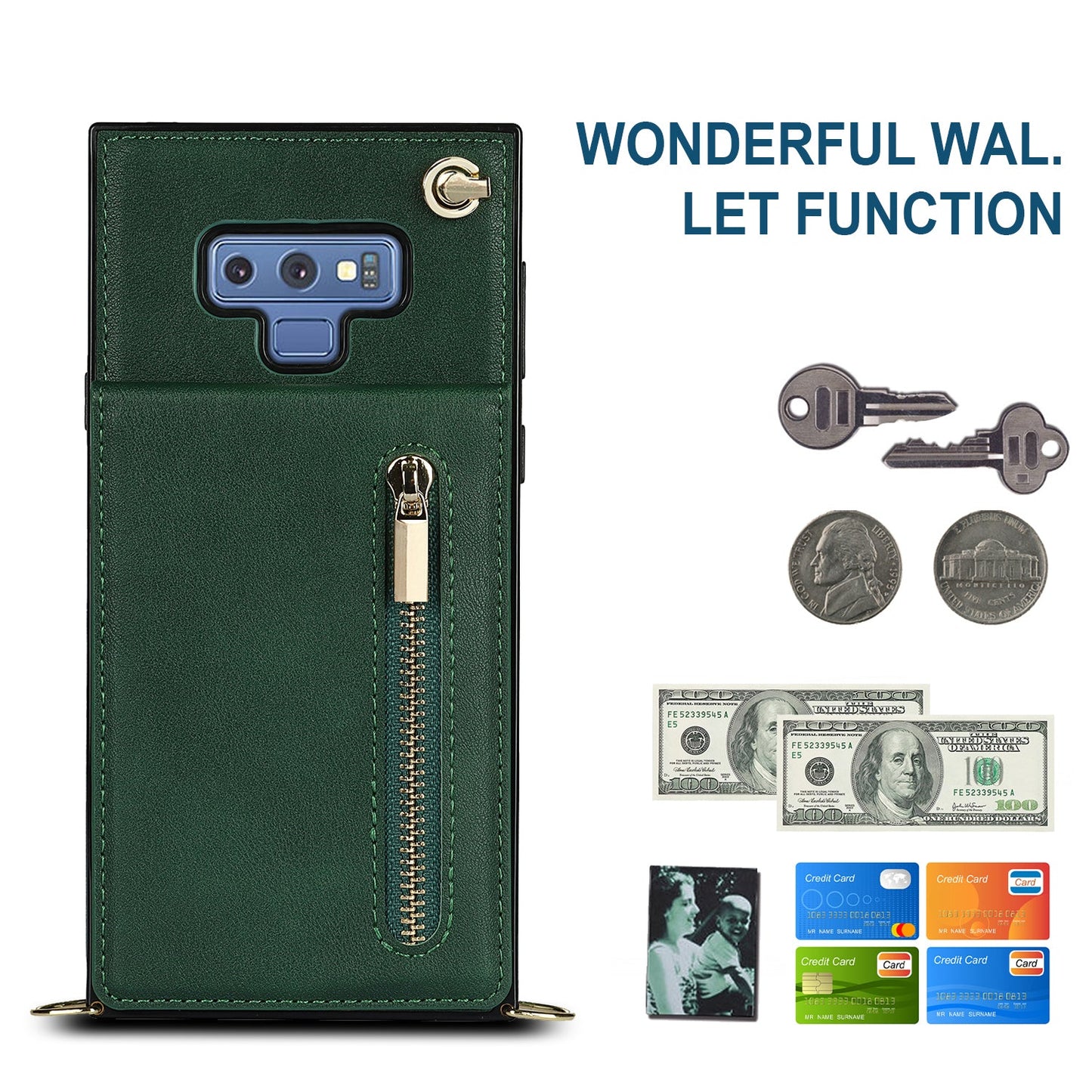 New Crossbody Zipper Wallet Phone Case For Samsung Note9