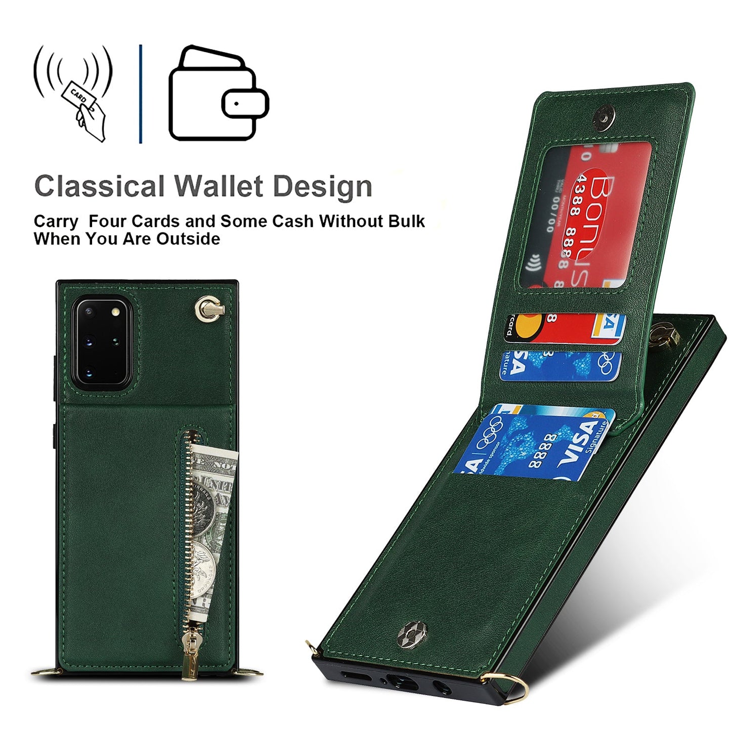 New Crossbody Zipper Wallet Phone Case For Samsung S20 Ultra