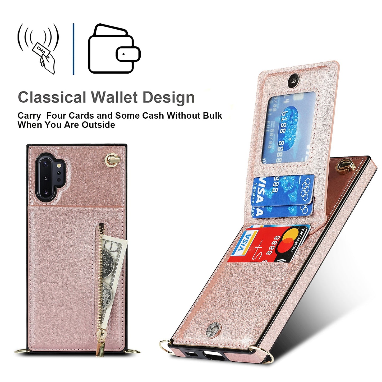New Crossbody Zipper Wallet Phone Case For Samsung Note10 Plus