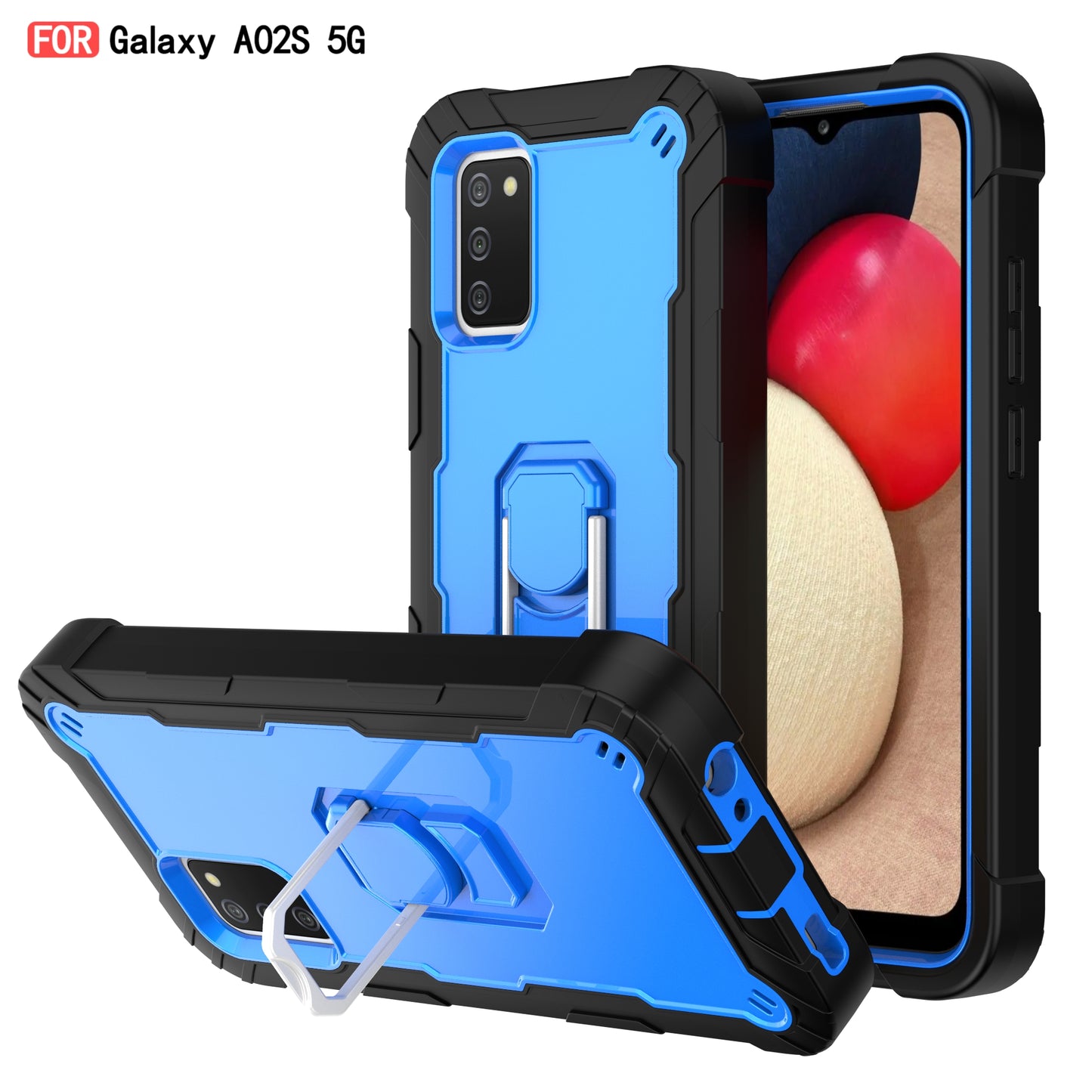 Étui antichoc avec support en métal pour Samsung A02S (EU)
