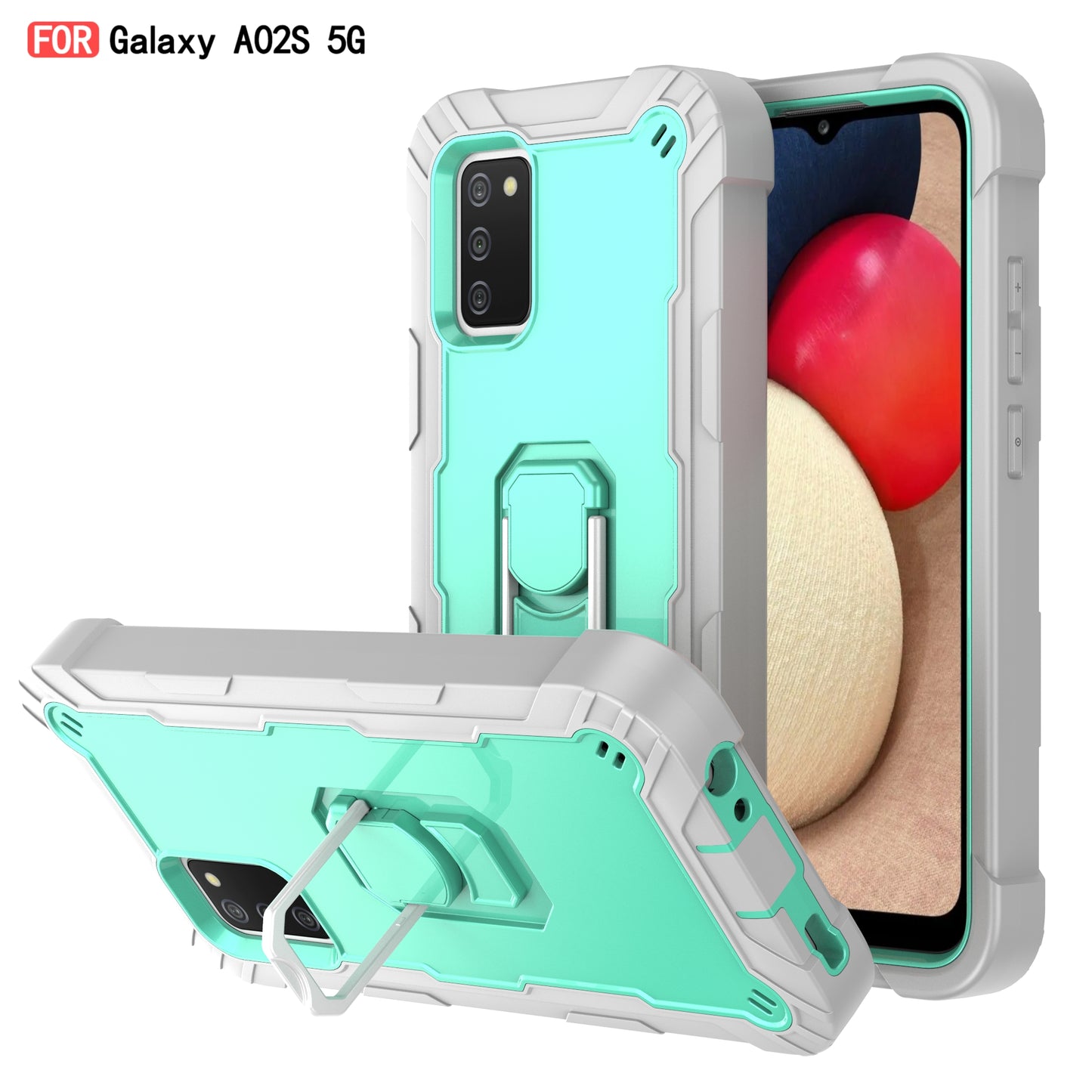 Étui antichoc avec support en métal pour Samsung A02S (EU)