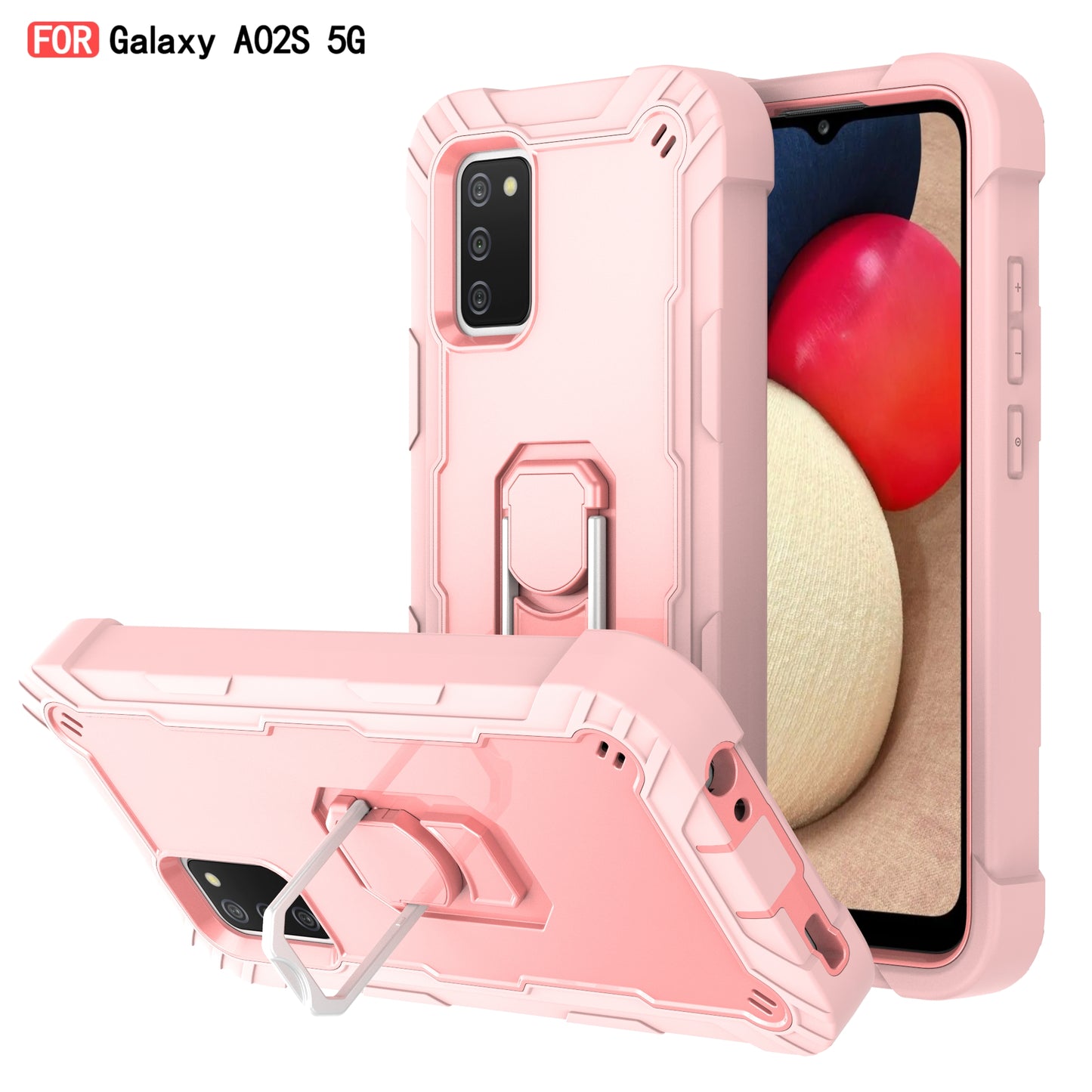 Étui antichoc avec support en métal pour Samsung A02S (EU)