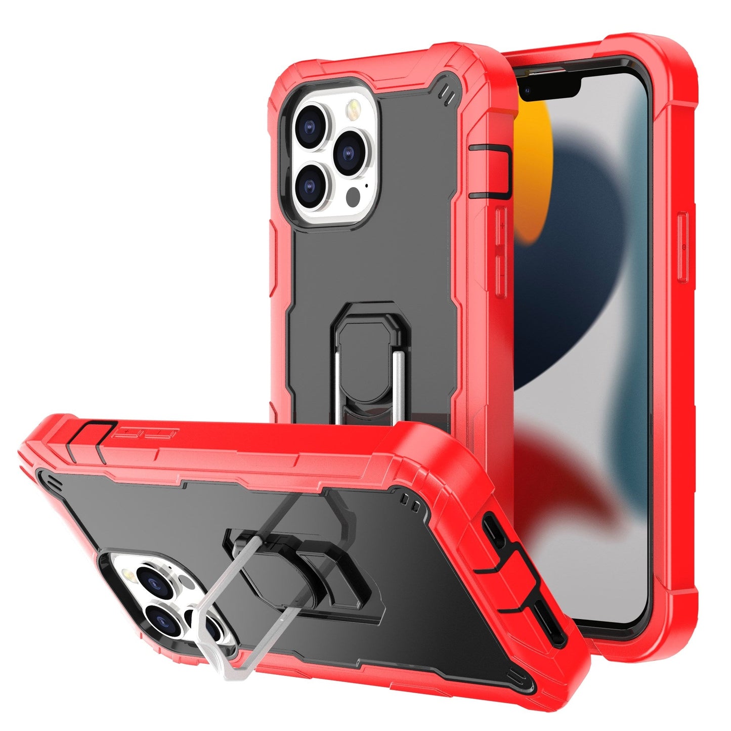 Coque antichoc avec support en métal pour iPhone