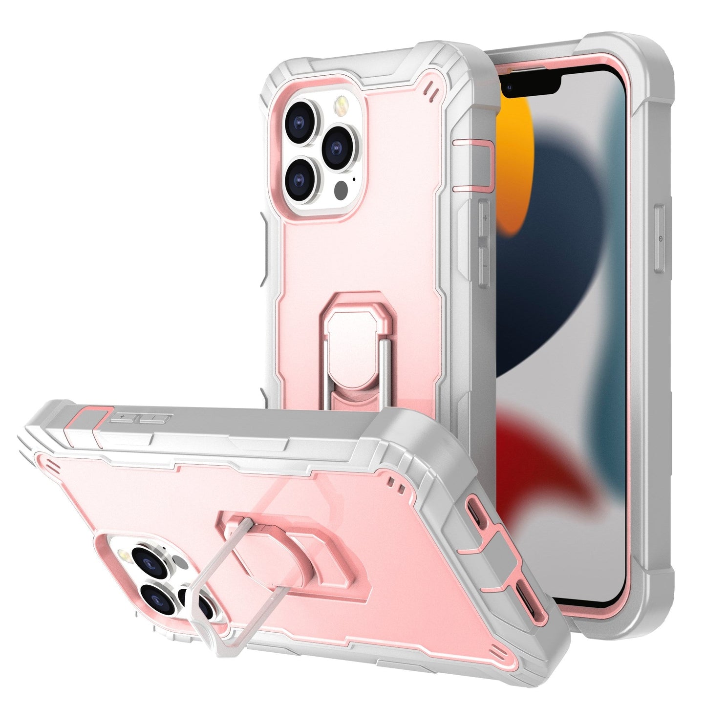 Coque antichoc avec support en métal pour iPhone