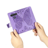 Luxury Embossed Butterfly Leather Wallet Flip Case for LG K61