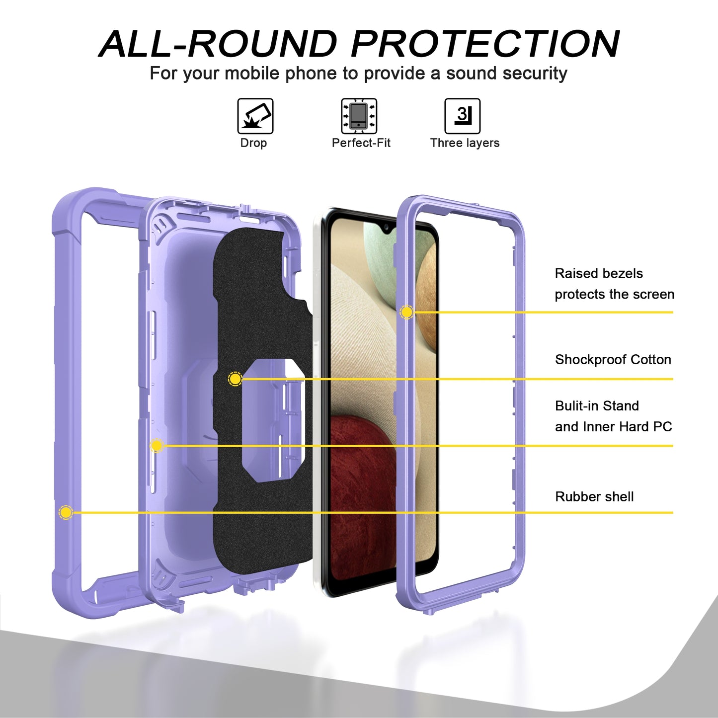 Coque antichoc avec support pour Samsung A12