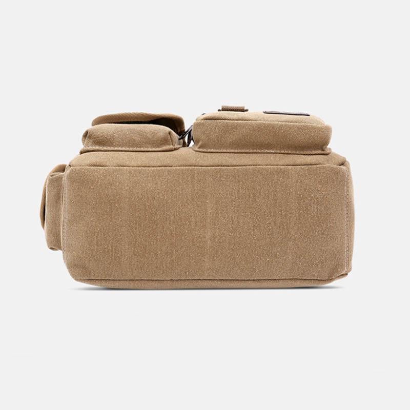 Sac bandoulière rétro universel multi-poches en toile de grande taille