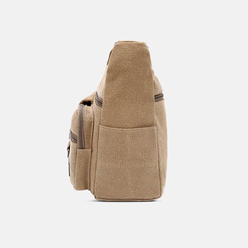 Sac bandoulière rétro universel multi-poches en toile de grande taille