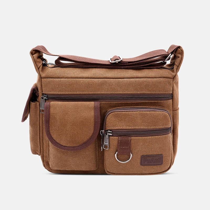 Sac bandoulière rétro universel multi-poches en toile de grande taille