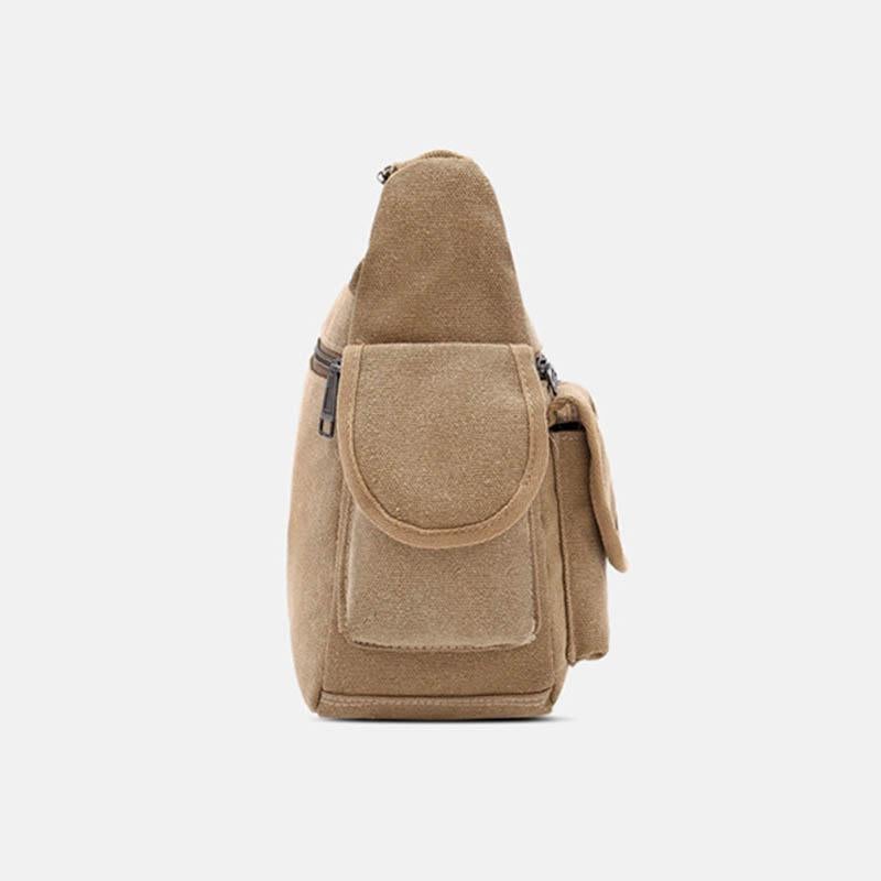 Sac bandoulière rétro universel multi-poches en toile de grande taille